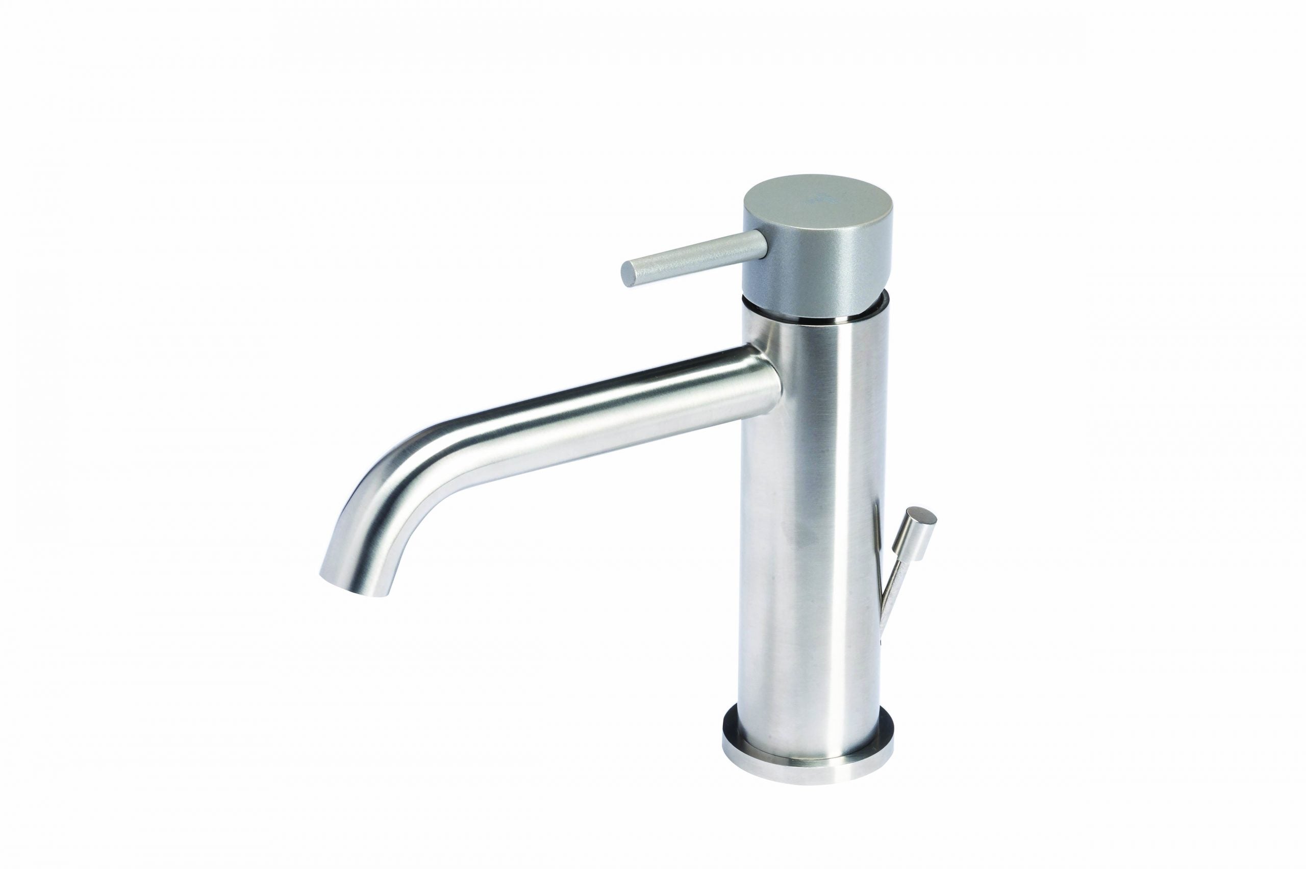 Rubinetto miscelatore per lavabo in acciaio inox Tubico Colorado con scarico e maniglia colorata T20010 Roccia