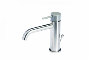 Rubinetto miscelatore per lavabo in acciaio inox Tubico Colorado con scarico e maniglia colorata T20010 Roccia