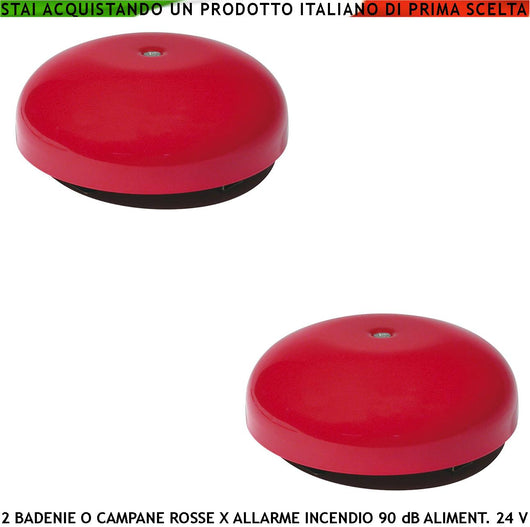 CAMPANA ELETTROMECCANICA ROSSA 2 PEZZI PER ALLARME INCENDIO ALIMENTAZIONE 24 VCC RIPETONO SEGNALAZIONI E QUALSIASI AVVISO