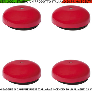 ALLARME INCENDIO CON BADENIA ELETTROMECCANICA ROSSA 4 PEZZI ALIMENTAZIONE 24 VCC RIPETONO SEGNALAZIONI E QUALSIASI AVVISO