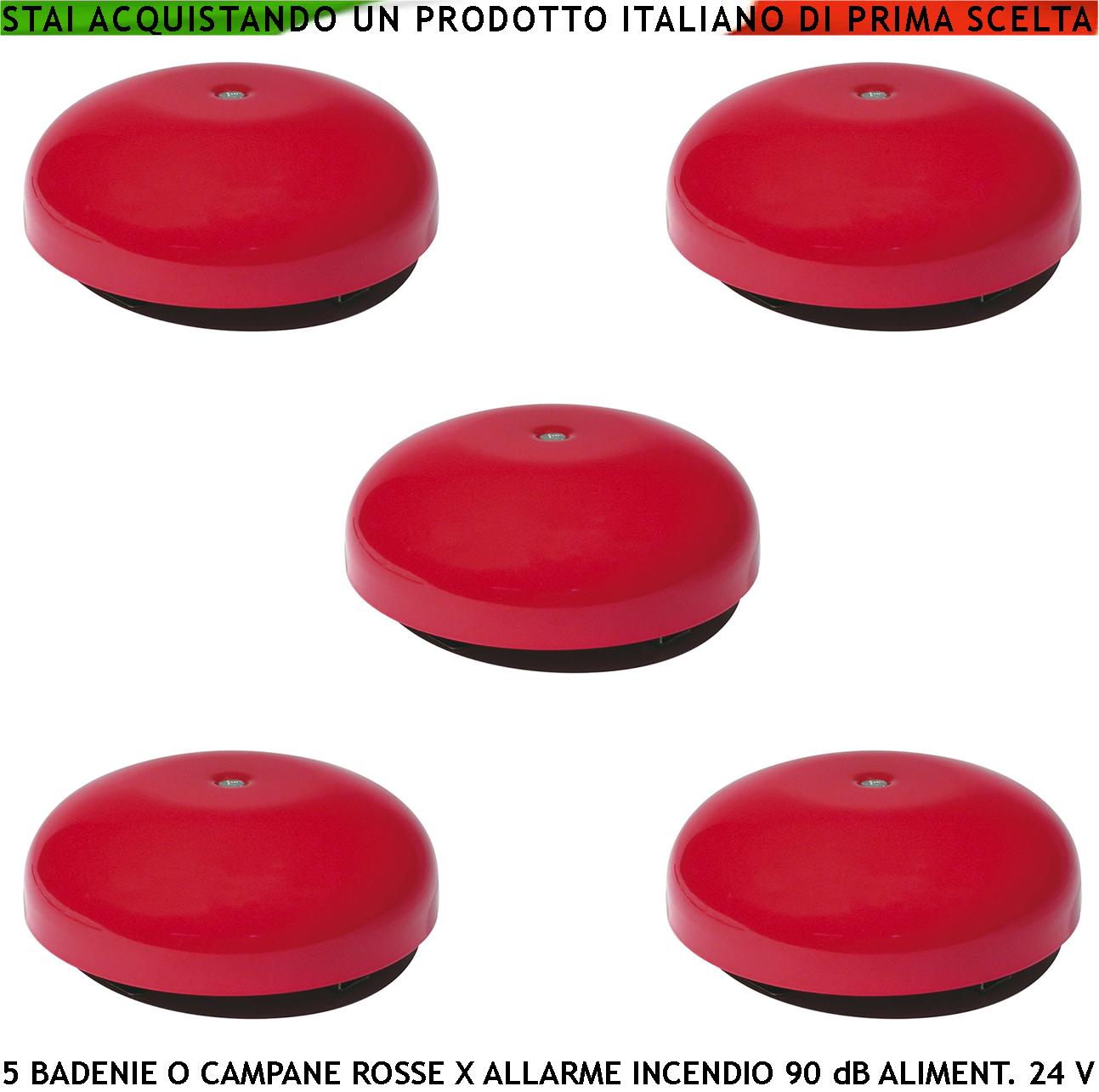 ANTINCENDIO BADENIA ELETTROMECCANICA ROSSA 5 PEZZI ALIMENTAZIONE 24 VCC SEGNALA E RIPETE QUALSIASI AVVISO DI ALLARME