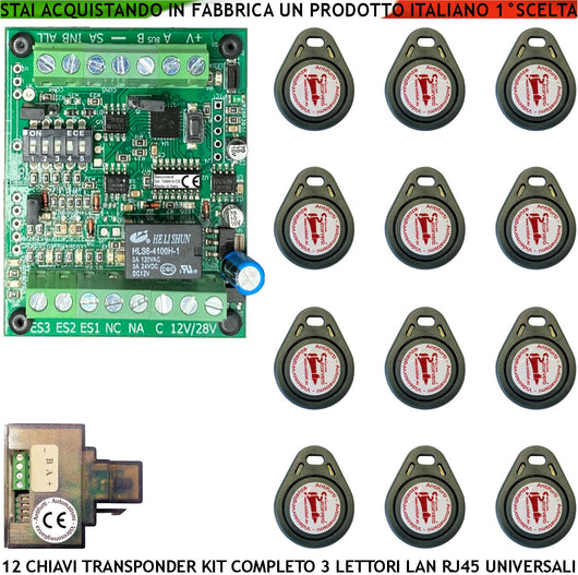 Chiave Elettronica di Prossimità Alimentazione 12 V Uscita Relè Contatto C.NC.NA 2 A a 24 V Funzione Impulsiva o Stabile 12 Chiavi TAG Lettore Modulo LAN Universale 501 RJ45 Segnale di Stato 4 Led GRV