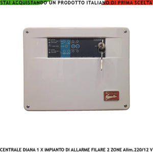 Centrale Antifurto Diana 2 Zone Chiave Meccanica per Impianto di Allarme Filare. Gestisce Sensori Ingresso Per Chiave Remota o Telegestione Uscita di Comando per Sirene e Combinatore GSM Come Ricambio