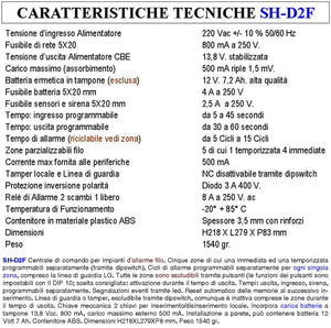Centrale Antifurto Diana 5 Zone Batteria 12 V 7 Ah 5 Chiavi TAG 2 Meccaniche Impianto Filo. Gestisce Sensori Ingresso Con Comando Remoto di Telegestione Uscita Sirene Combinatore Videocamera Fumogeno