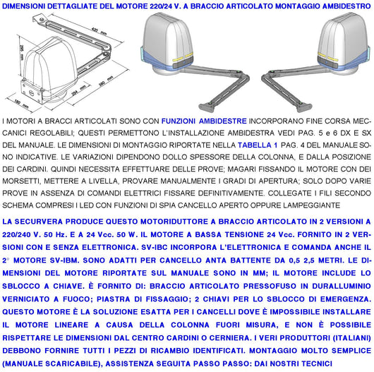Motori Cancello Elettrico 220 V a Compasso Braccio Articolato Ricambio Cancello Automatico 5 Metri 2 Ante Battenti da 0,5 Fino a 2,5 Metri Centrale Radiocomando
