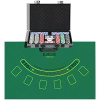 Set da Poker per 10 Giocatori con 400 Fiches, 2 Mazzi di Carte, 5 Dadi, Tappetino e Valigetta Grigia