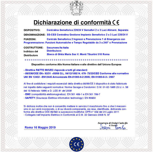 Quadro 230 V 50 Hz per la Gestione di 2 Semafori 2 Luci Alimentazioni Separate Funzione Ciclica o Prenotazione 2 Ingressi Sensori Omologati Tempi da 3 a 120 Secondi Impianto Semaforico Rampa Garage Condominio Uscita Alimen. Periferiche 24 V