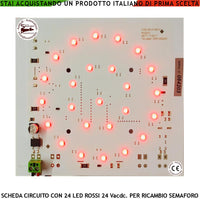 Stampato con 24 LED Rossi Alta Luminosità Ricambio per Semaforo Luce Rossa Puntiforme Alimentazione 24 Vacdc 3 W Semafori Omologati a Led Garage Parcheggio