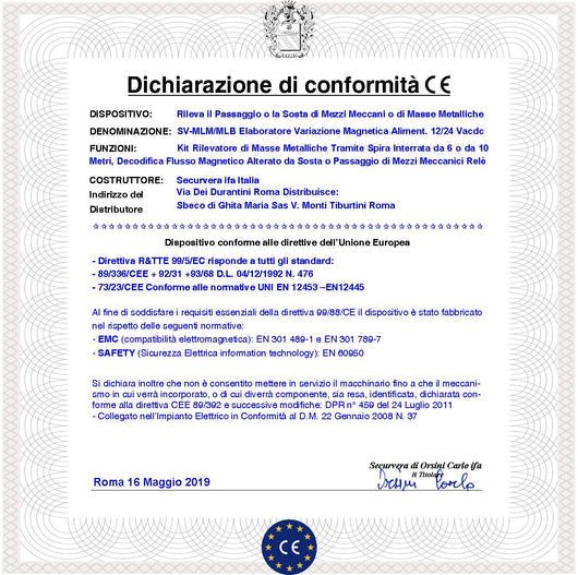 Spira Magnetica Interrata 6 Metri Rileva Passaggio o Sosta Autoveicolo Alimentazione 12/24 Vacdc Utile Controllo Semaforo Automatismo Barra Cancello Sicurezza