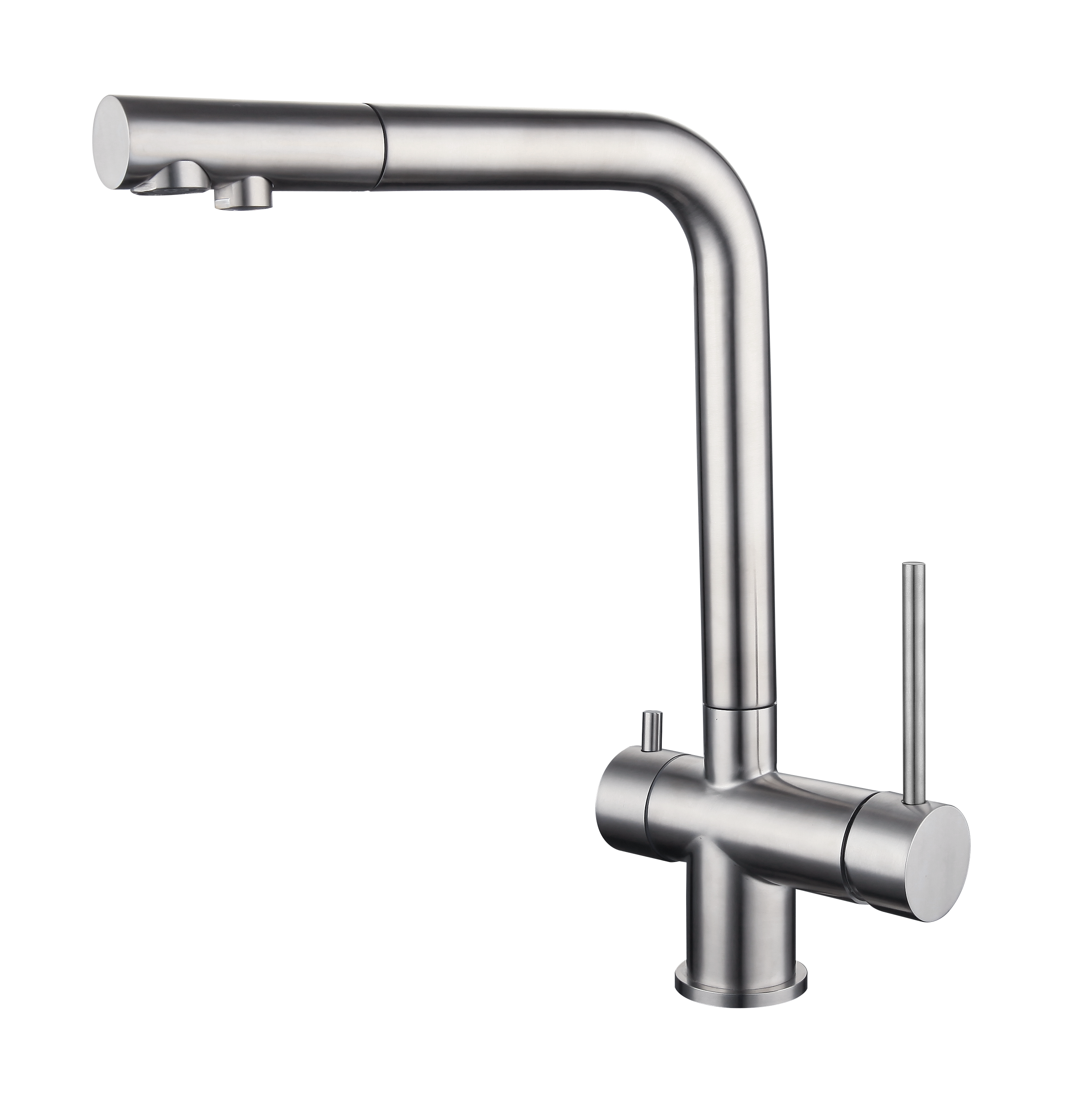 Miscelatore per lavello cucina a 3 vie in acciaio inox Tubico Kitchen River T39057S