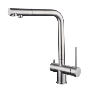 Miscelatore per lavello cucina a 3 vie in acciaio inox Tubico Kitchen River T39057S