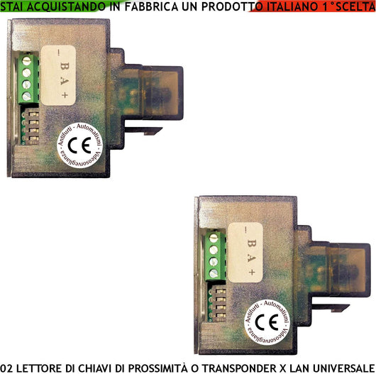 Inseritori 2 Lettori Chiavi di Prossimità Trasponder RIFD RJ45 da Inserire su Presa LAN Modulo 501-3 Universale Qualsiasi Marca Riconosce Codici Securvera Uso Aggiunta o Ricambio Kit Chiave Esistente