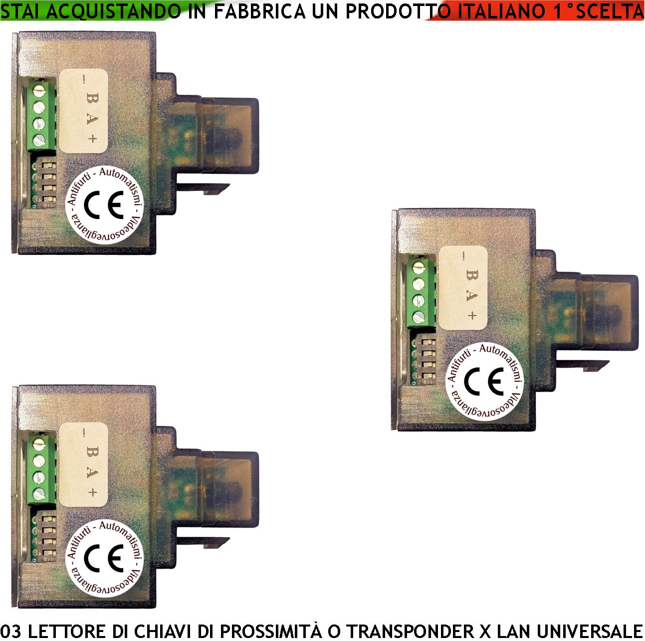 Toppa Tre Lettori Chiavi di Prossimità Trasponder RIFD RJ45 da Inserire su Presa LAN Modulo 501-3 Universale di Qualsiasi Marca Riconosce Codici Securvera Uso Aggiunta o Ricambio Kit Chiave Esistente