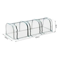 Serra a Tunnel Agricola in PVC con 3 Porte Avvolgibili, Acciaio e PVC Trasparente, 350x100x80cm