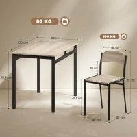 Set da Pranzo con Tavolo Rettangolare e 4 Sedie in Acciaio e MDF, Nero e Rovere