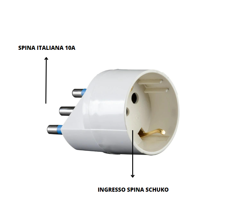 Adattatore schuko bianco 10 ampere ecova