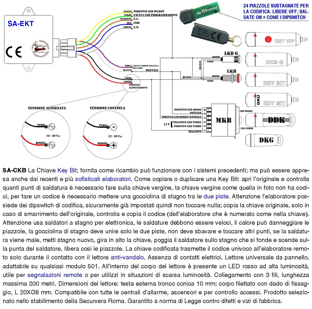 Duplicato Chiave Elettronica Key Bit 12 Bit C 104 Dallas Codice Sicurezza Personale Univoco Costruito dal Cliente a Saldare Scelto su 4096 Combinazioni Binarie Contatto a Sfioramento Led Conferma