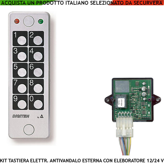 Tastiera Esterna Digitale Antivandalo IP67 Con Elaboratore Remoto Gestisce 60 Utenti Alimentazione 12/24 V 2 Led 1 Libero Uso Utente 60 Codici da 8 Cifre Personali Uscita Relè 10A Antimonomissione
