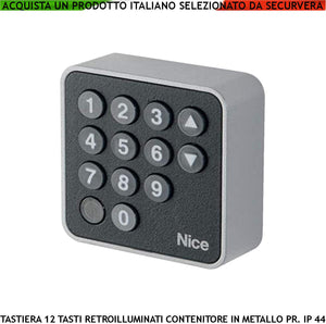 Tastiera NICE Esterna Antimanomissione EraKeypad Induttiva Necessita della Centralina SN-MTD MORX 255 Utenti Uscita 2 Relè Alimentazione da Centrale BlueBus Struttura Metallo IP44 Codici da 7 Cifre