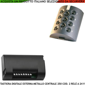 Tastiera Metallo Antivandalo Esterna Kit BE.PLAY Completa di Centralina BE-REC Elabora 250 Codici Utente Uscita 2 Relè 10 Tasti Numerici Retroilluminati Alimentazione 24 Vac Struttura Protetta IP54