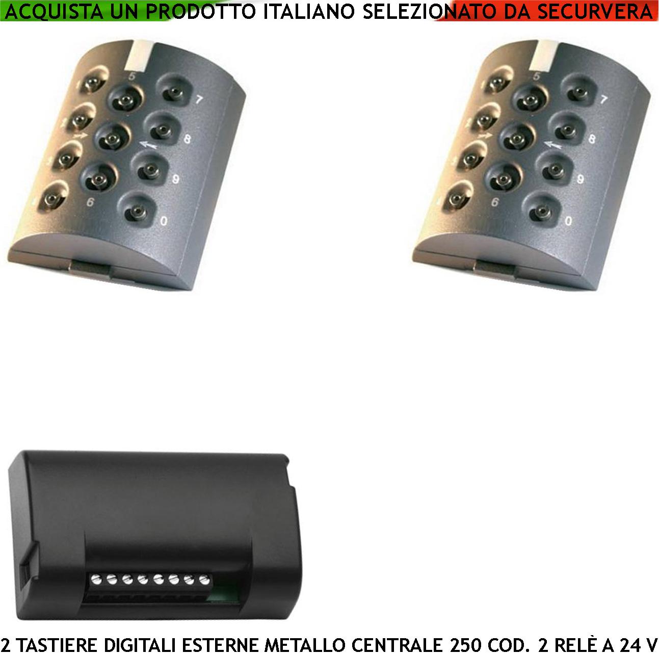 Kit 2 Tastiere Antivandalo Digitali Esterne BE.PLAY Completa di Centralina BE-REC Elabora 250 Codici Utente Uscita 2 Relè 10 Tasti Numerici Retroilluminati Alimentazione 24 Vac Struttura Protetta IP54