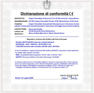 Fotocellule Coppia Sicurezza Un TX e Un RX Controllo Cancello Elettrico Automatico Portata 15 Metri Montaggio a Parete o Palina Controllare Dimensioni in Foto e Manuale Alimentazione 12/24 Vac
