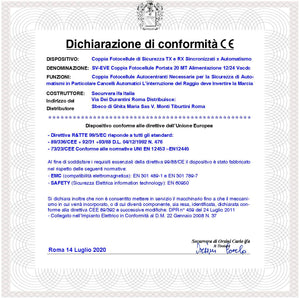 Fotocellule Sicurezza 2 Coppie Controllo Cancello Elettrico Automatico Portata 20 Metri TX e RX Lineari Montaggio a Parete Oppure Palina Alimentazione 12/24 Vac