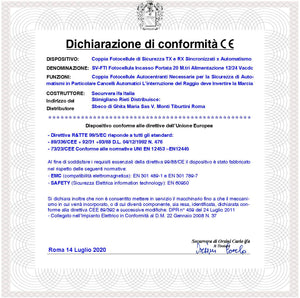 Fotocellula da Incasso 2 Coppie Controllo Sicurezza Cancello Elettrico Automatico Portata 20 Metri Lineari Montaggio a Parete o Palina Alimentazione 12/24 Vac