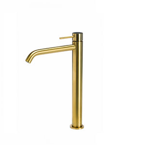 Rubinetto miscelatore alto 308 mm per lavabo in acciaio inox 316L Tubico Tevere T44120 Oro