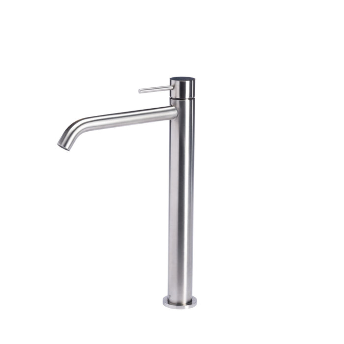 Rubinetto miscelatore alto 308 mm per lavabo in acciaio inox 316L Tubico Tevere T44120 Satinato