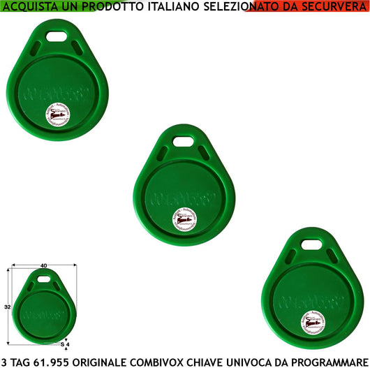 Chiave di Prossimità 3 Trasponder Alta Sicurezza Codice Base Combivox 61.955 Univoco Frequenza di Lavoro 125 KHz RFID Altri Codici Generati Random TAG Con Foro Portachiavi Alimentazione Per Induzione