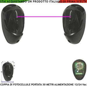 Fotocellule Portata 30 Metri Lineari Una Coppia Sicurezza Passaggio Automazione Cancello Elettrico Allmatic Montaggio a Parete o Palina Alimentazione 12/24 Vac