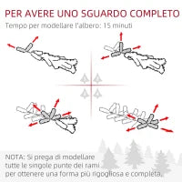 Albero di Natale Artificiale da 180 cm con 1821 Rami e Base in Metallo, Verde