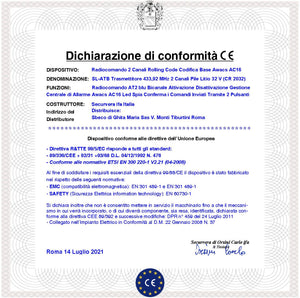 Radiocomando 2 Pezzi AT2 blu Trasmette Frequenza 433,92 MHz Bicanale Pulsante Nero e Rosso Codici Univoci Comando Della Centrale di Allarme Awacs AC16 CR2032