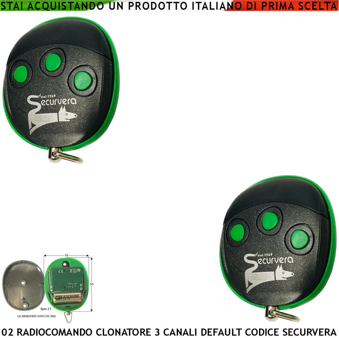 Radiocomandi Autoapprendimento 2 Pezzi Frequenza 433,92 MHz Codifica di Sicurezza in default Securvera 66 Bit Copia Codice di 3 canali Diversi Led Segnalazione
