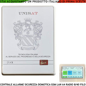 Centrale Antifurto Impianto Sicurezza 64 Zone Radio 8 Filo Espandibili a 40 Collegamenti e Funzioni Programmabili 8 Aree 50 Utenti Gestibile da APP Chiave Radiocomandi 5 Uscite Relè Domotica GSM/GPRS