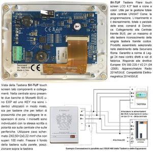 Tastiera Touch Screen Aggiuntiva Della Centrale Unisat Max 8 Schermo LCD 4,3 Pollici Icone a Colori Collegamento Filare Sul BUS Fissaggio a Parete Visione Icone Sono Le Stesse Delle APP Gest. Domotica