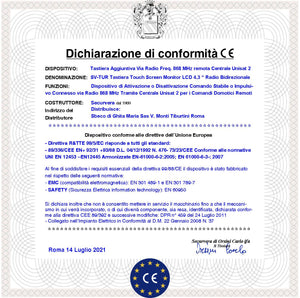 Radio Tastiera Touch Screen Frequenza 868 MHz Bidirezionale Monitor LCD 4,3 Pollici a Colori Optional della Centrale Unisat Max 8 Stesse Icone e Gestione Delle APP Comandi Domotica Fissaggio a Parete