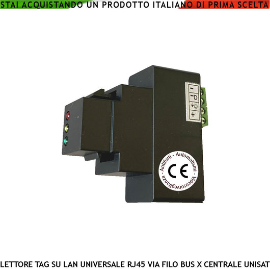 Lettore Trasponder Chiavi TAG Codifica UNISAT2 Securvera RJ45 Universale di Qualsiasi Marca e Tipo 3 Led Giallo Verde e Rosso Segnalano Lo Stato Antifurto Colegamento BUS Attivazione Parziale o Totale
