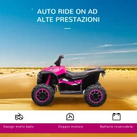 Quad Elettrico per Bambini 12V, 2 Velocità, Ruote Larghe con Clacson e Fari LED, Età 3-5 Anni, Rosa