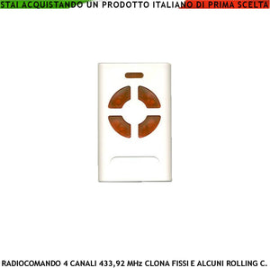 Telecomando Duplica 4 canali Frequenza 433,92 MHz 1 mW Codice default Securvera 66 Bit Clona Codici Binari Copia Base Rolling Code da Confermare Led Funzioni
