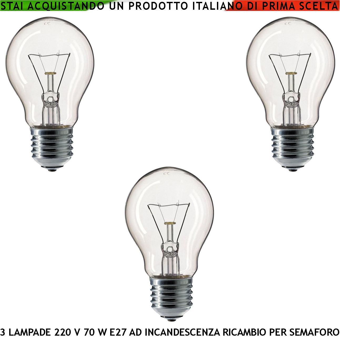Lampadine Industriali Trasparenti 230 V 100 W E27 ad Alto Rendimento Flusso Luminoso 1350 Lumen Lunga Durata Tre Lampadine Speciali Ricambio Originale per Semaforo Non Adatta per Uso Domestico