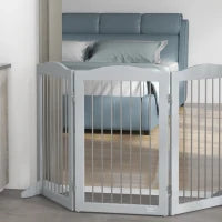 Barriera di Sicurezza per Cani per Scale e Porte Design Pieghevole e Supporto a Terra 154x30x80 cm Grigio