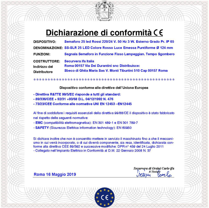 Lente Rossa Ricambio Semaforo Securvera Diametro luce 124 mm Diametro Esterno 135 mm Guarnizione Parapioggia Emissione Amplifica la Luce Modalità Puntiforme
