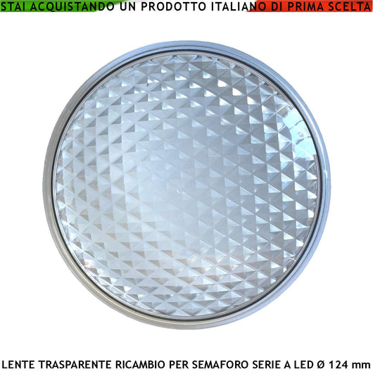 Vetro di Ricambio per Semaforo a Led Securvera Lente Trasparente Diametro luce 124 mm Diametro Esterno 135 mm Guarnizione Parapioggia Gomma Amplifica la Luce Emessa Modalità Puntiforme Colore dei Led