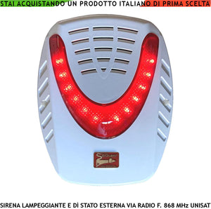 Sirena Lampeggiante Esterna Radio Frequenza 868 MHz Bidirezionale Anticollisione Anti Jamming Codici UNISAT2 Tromba 120 dB Lampeggiante Segnalatore di Stato Con 12 Led Durata Allarme 3,5 Minuti IP34