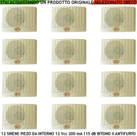 Sirena Allarme da Parete Interna 12 Pezzi Diffusore Piezoelettrico Acustica 115 dB Morsetti Polarizzati Alimentazione 12 Vcc Assorbimento 200 mA Melodia Bitono A/B 1500/4000 Hz Contenitore ABS IP32