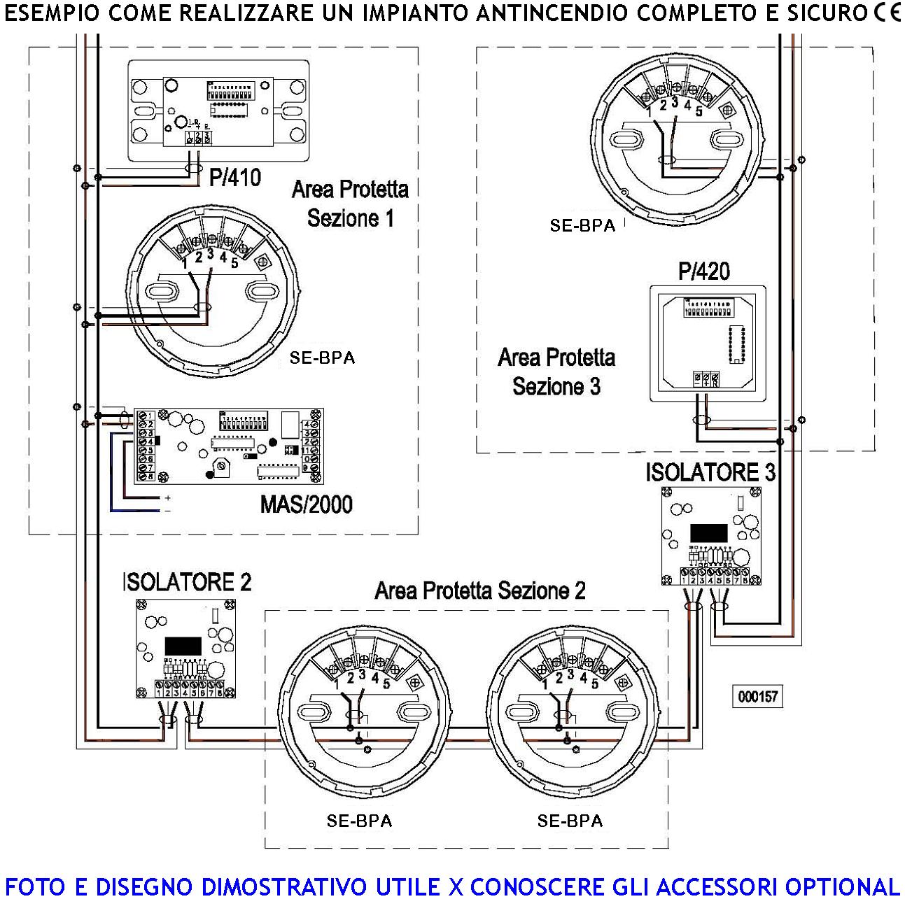 Rilevatore Ottico di Fumo Indirizzato AREA54 Con Base Codice Impostabile Tramite 10 Dipswitch Collegamento Loop 2 Led Segnalano Stato Impianto Uscita Uscita OC 100 mA per Segnalatore Ottico Remoto Sensore Fumo per Centrali SIRA