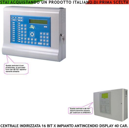 Antincendio AREA54 SIRA Centrale Aggiornamento con la Centrale Serie FAP SS-FA1 che Riconosce gli Indirizzi delle Periferiche Rilevatori di Fumo Altri Installati Memorizza Gestisce le Stesse Funzioni Dimensioni L490XH350XP145 mm
