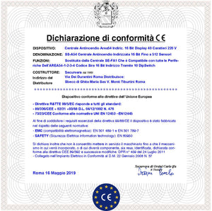 Sostituzione Centrale Antincendio AREA54 SIRA con la Centrale Serie FAP SS-FA1 che Riconosce gli Indirizzi delle Periferiche Rilevatori di Fumo Altri Installati Memorizza Gestisce le Stesse Funzioni Dimensioni L490XH350XP145 mm